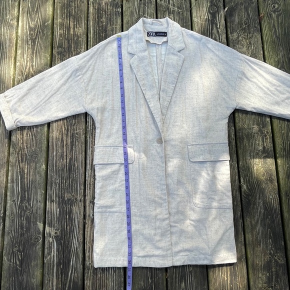 Zara Oversize Linen Coat Jacket - Picture 5 of 6